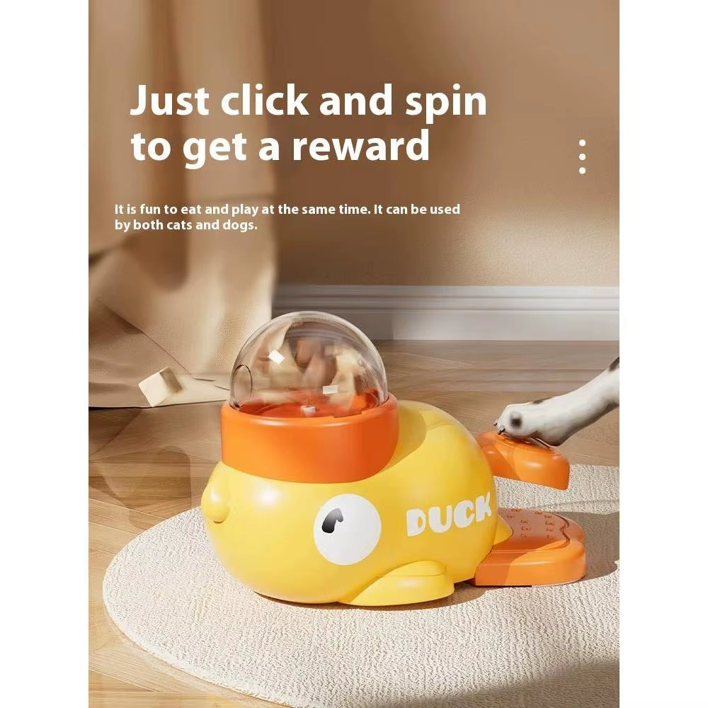 2-In-1 Durable Duck Shaped Treat Dispenser Toy PC Food Puzzle Slow Feeder for Small Medium Cats and Dogs Made in China