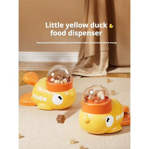 2-In-1 Durable Duck Shaped Treat Dispenser Toy PC Food Puzzle Slow Feeder for Small Medium Cats and Dogs Made in China