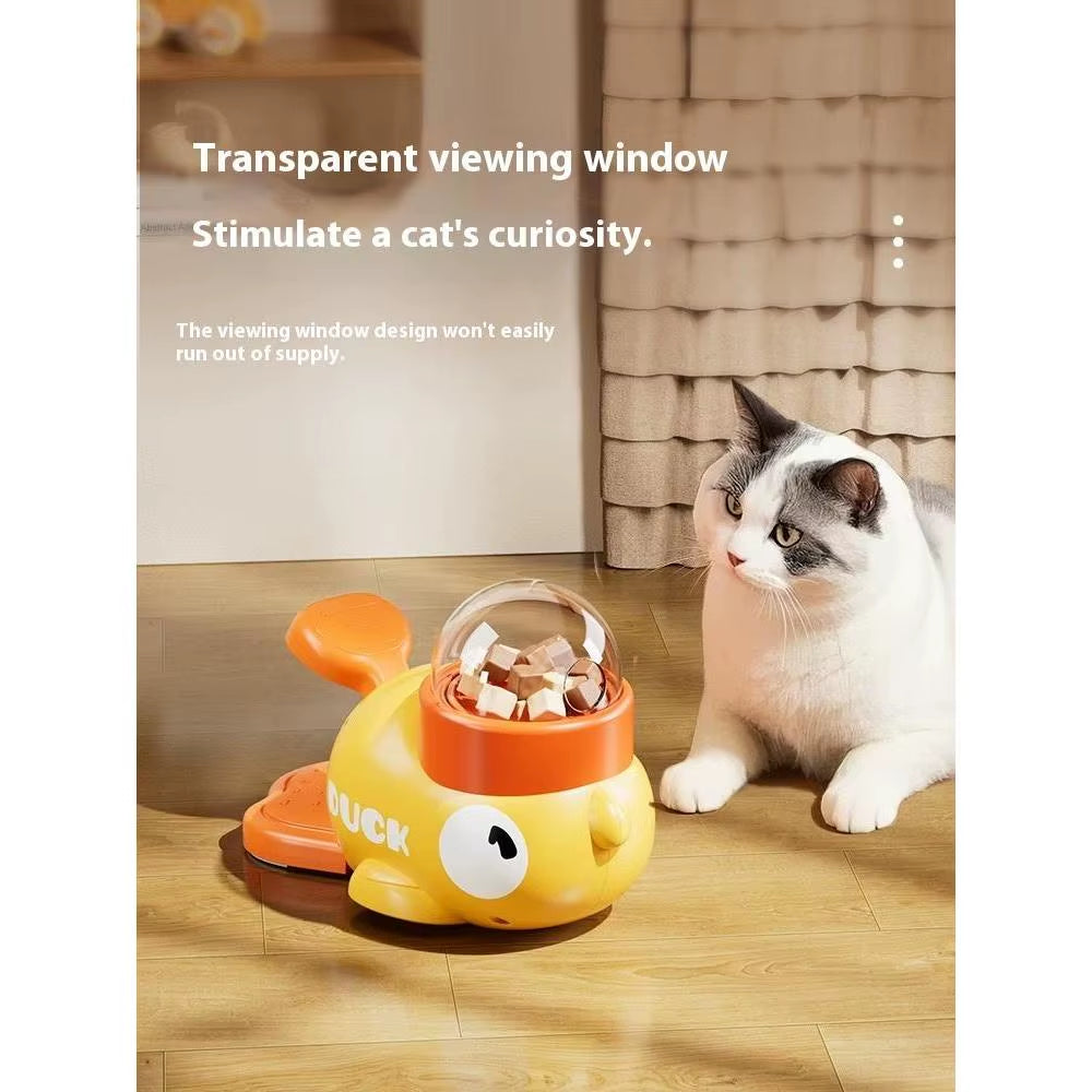 2-In-1 Durable Duck Shaped Treat Dispenser Toy PC Food Puzzle Slow Feeder for Small Medium Cats and Dogs Made in China