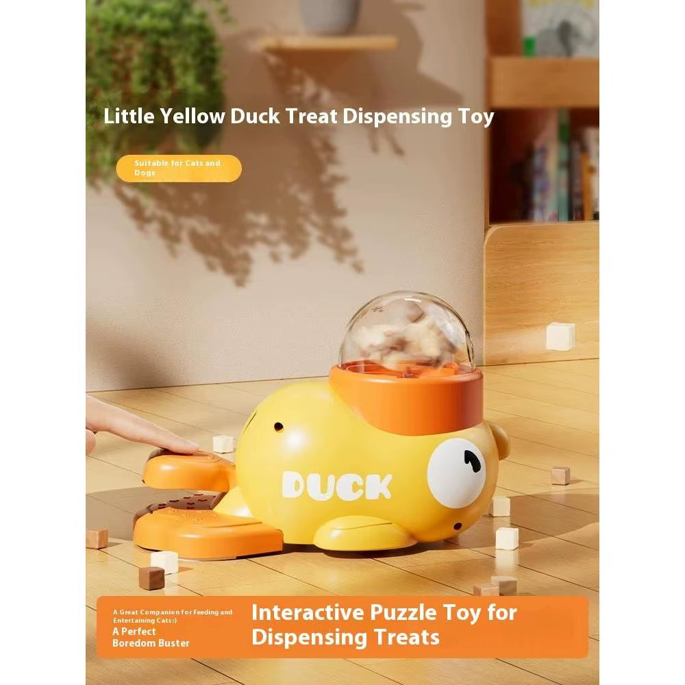 2-In-1 Durable Duck Shaped Treat Dispenser Toy PC Food Puzzle Slow Feeder for Small Medium Cats and Dogs Made in China