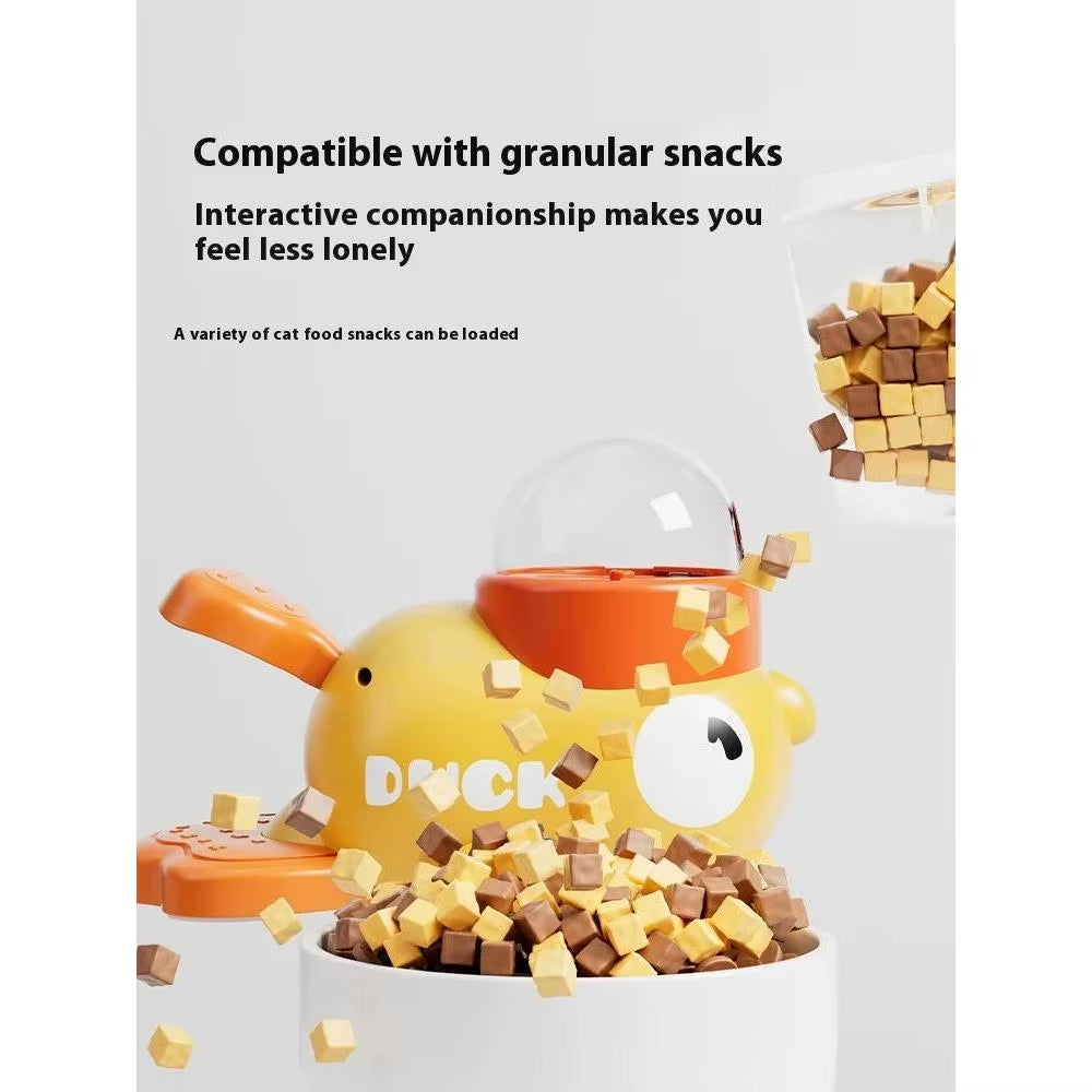 2-In-1 Durable Duck Shaped Treat Dispenser Toy PC Food Puzzle Slow Feeder for Small Medium Cats and Dogs Made in China